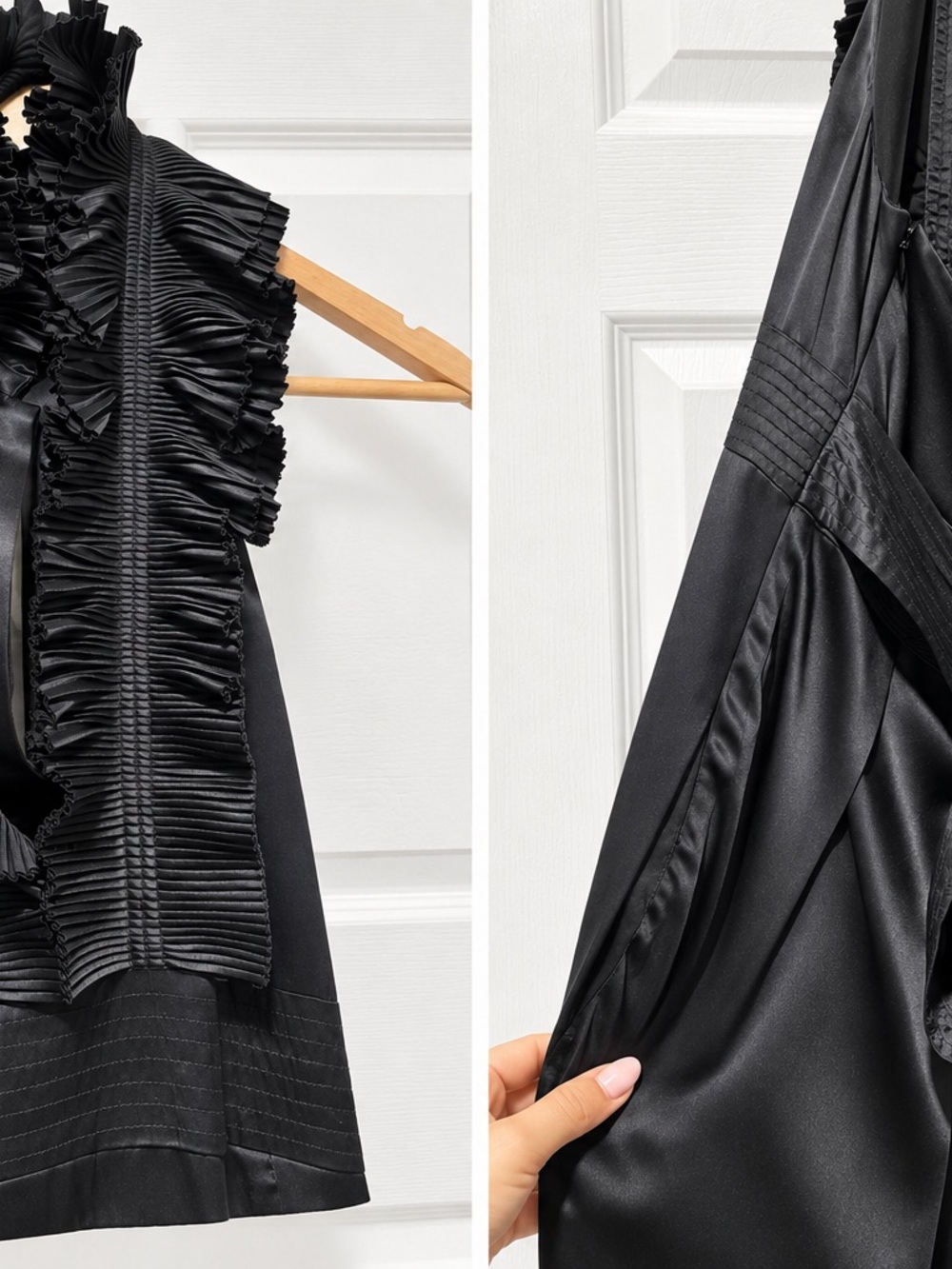 BCBGMaxAzria Black Ruffle-Trim Mini Dress